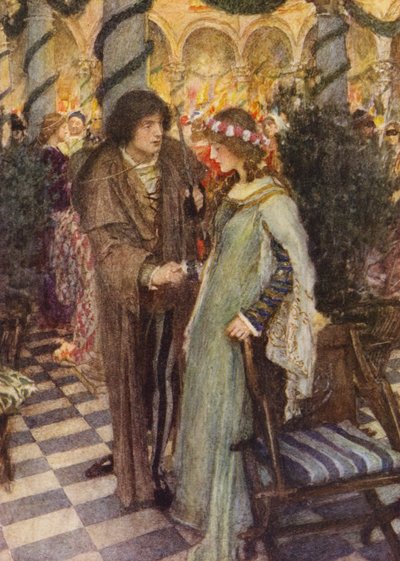 Roméo et Juliette de Shakespeare : Acte I, Scène V (lithographie en couleur) - William (after) Hatherell