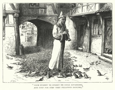 Le Joueur de flûte de Hamelin (gravure) - William (after) Ralston