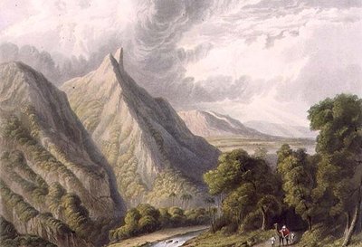 Vue dans le Bore Ghaut, gravé par T. Fielding et coloré par J.B. Hogarth - William (after) Westall
