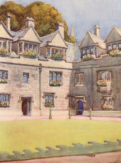 Cour avant du collège Brasenose, montrant en arrière-plan le célèbre marronnier connu sous le nom de Heber