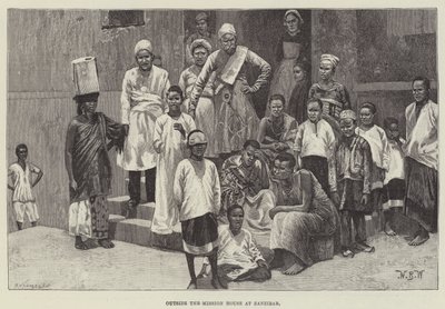 Devant la maison de mission à Zanzibar - William Barnes Wollen