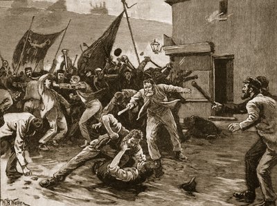 Émeutes à Belfast, 1886, illustration de 