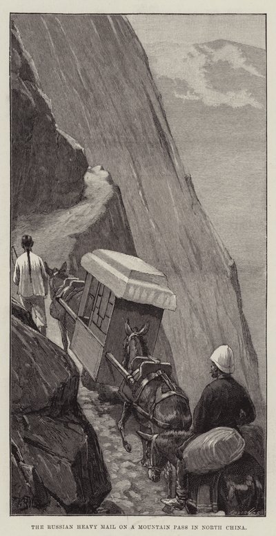 Le courrier lourd russe sur un col de montagne en Chine du Nord - William Barnes Wollen