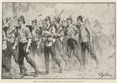Troupes à Aldershot, ordre de marche lourd par temps chaud - William Barnes Wollen