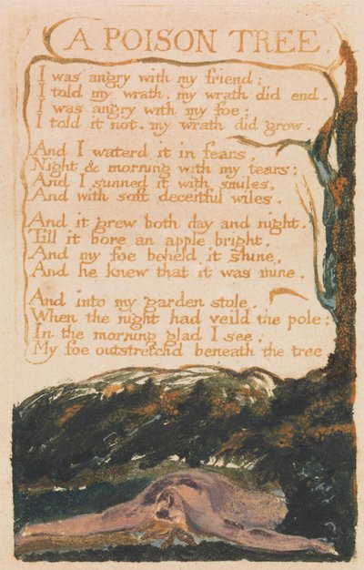 Chants d'innocence et d'expérience, planche 41, "Un arbre de poison" (Bentley 49) - William Blake