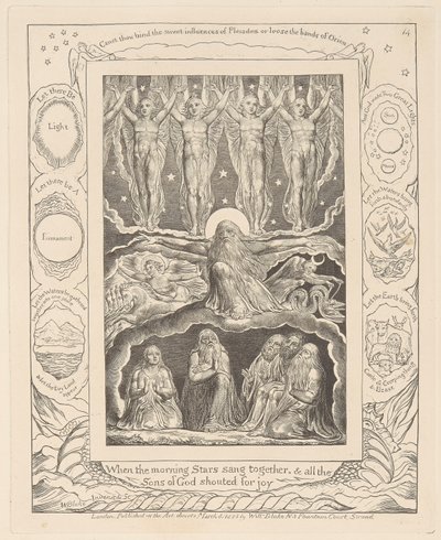Livre de Job, Planche 14, Quand les étoiles du matin chantaient ensemble - William Blake