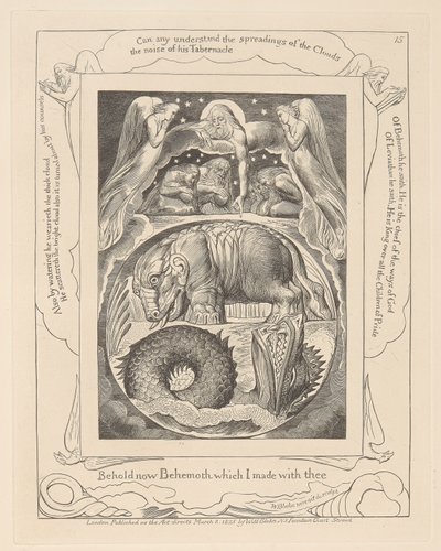Livre de Job, Planche 15, Béhémoth et Léviathan - William Blake