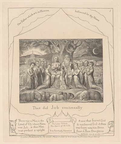 Livre de Job, Planche 1, Job et sa famille - William Blake