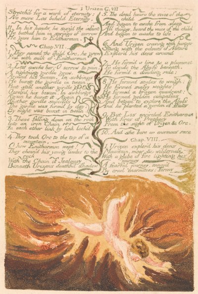 Le Premier Livre d'Urizen, Planche 19, "Étendu pour une œuvre d'éternité..." (Bentley 20) - William Blake