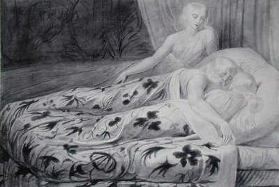Har et Heva endormis avec Mnetha les gardant, illustration de 