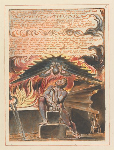 Sein Gespenst getrieben von den Sternenrädern der Söhne Albions... (Platte 6) - William Blake