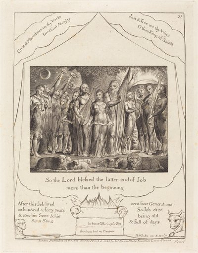 Job et sa femme restaurés à la prospérité - William Blake
