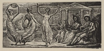 Ménalque regardant les femmes danser, des Pastorales de Virgile de Thornton, 1821 - William Blake