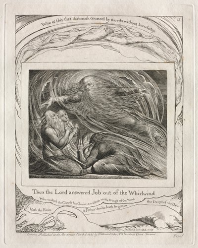 Le Livre de Job : Pl. 13, Alors le Seigneur répondit à Job du milieu de la tempête - William Blake