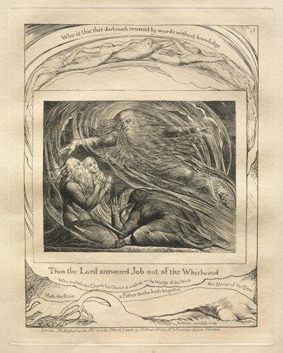 Le Livre de Job : Pl. 13, Alors le Seigneur répondit à Job du milieu de la Tempête - William Blake