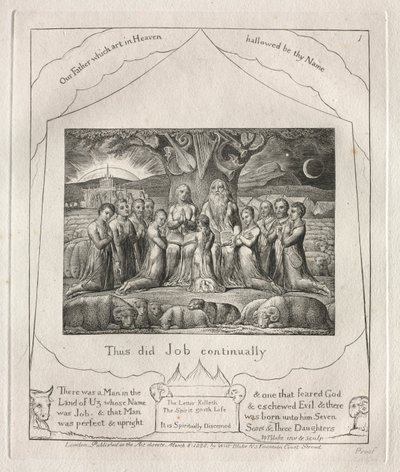 Le Livre de Job : Pl. 1, Ainsi faisait Job continuellement - William Blake