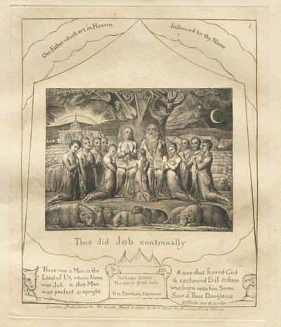 Le Livre de Job : Pl. 1, Ainsi Job faisait continuellement - William Blake