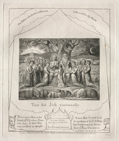 Le Livre de Job : Pl. 1, Ainsi fit Job continuellement, 1825 - William Blake