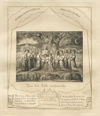 Le Livre de Job : Pl. 1, Ainsi faisait Job continuellement, 1825 - William Blake
