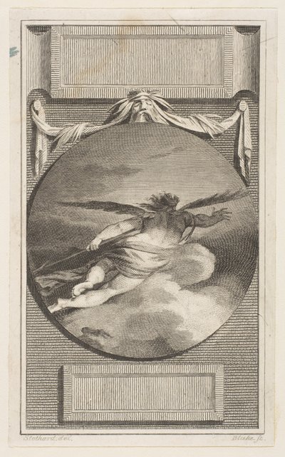 Figure ailée volant à travers les nuages, vers 1780-87 - William Blake
