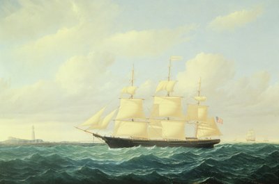 Le clipper "Dashing Wave" au large du phare de Boston - William Bradford