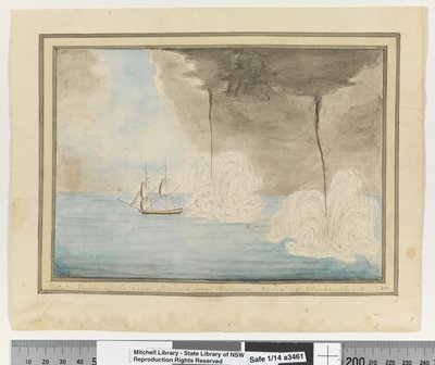 Opp. p. 290. `Trombes marines au large de la côte de Java près de Batavia. 24 septembre 1791. Waakzamheydt