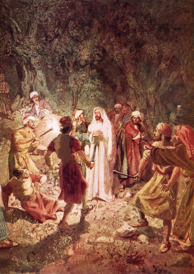 Judas trahissant Jésus par un baiser, dans le jardin de Gethsémani - William Brassey Hole