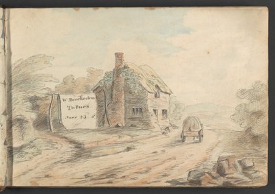 Paysage avec hameau et charrette - William Brockedon