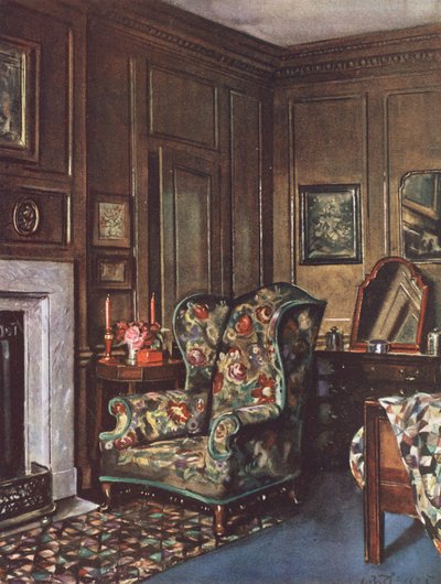 Décoration intérieure : Une chambre avec des murs bruns égayés par des couleurs vives - William Bruce Ellis Ranken