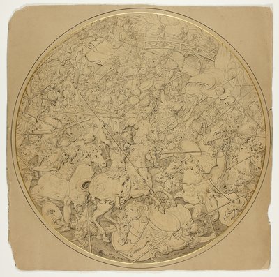 Bouclier de cérémonie avec les histoires de Marcus Curtius et Mutius Scaevola - William Burgess