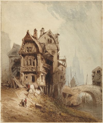 Maisons sur la rivière - William Callow