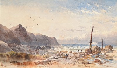 Une journée venteuse avec des pêcheurs sur le rivage, 1874 - William Cook of Plymouth