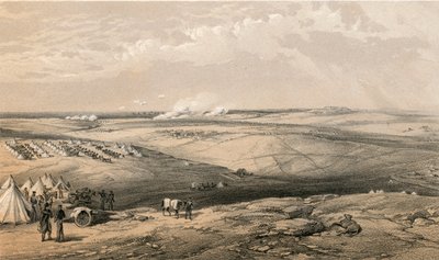 Vue lointaine du quartier général de Lord Raglan avant Sébastopol - William Crimea Simpson