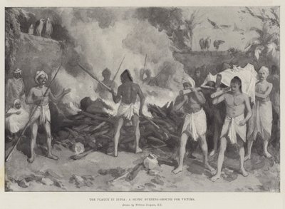 La peste en Inde, un bûcher hindou pour les victimes - William Crimea Simpson