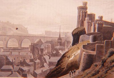 Édimbourg avec une partie du North Bridge et du château, de la tournée de Daniell - William Daniell