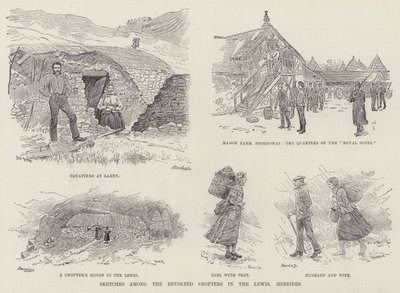 Croquis parmi les Crofters révoltés dans les Hébrides de Lewis - William Douglas Almond