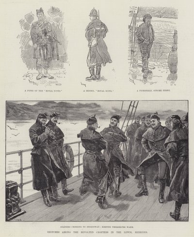 Croquis parmi les Crofters révoltés dans les Lewis, Hébrides - William Douglas Almond