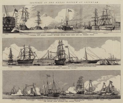 Croquis à la Revue navale à Spithead (gravure) - William Edward Atkins