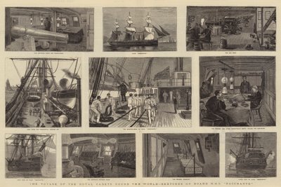 Le Voyage des Cadets Royaux autour du Monde, Croquis à bord du HMS Bacchante - William Edward Atkins