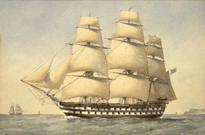 HMS Bellerophon au large de la côte - William Frederick Mitchell