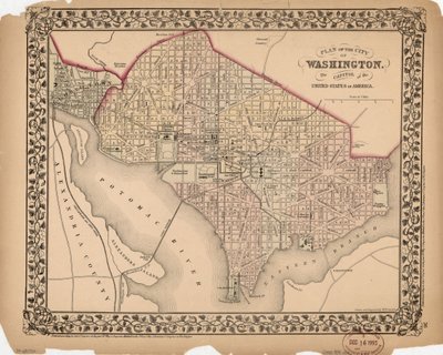 Plan de la ville de Washington - la capitale des États-Unis d