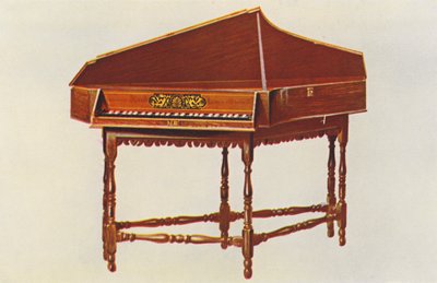 Instruments de musique : Épinette (lithographie en couleur) - William Gibb