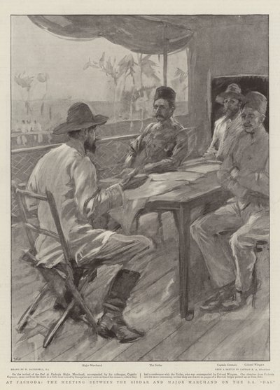 À Fashoda, la rencontre entre le Sirdar et le Major Marchand sur le SS Dal - William Hatherell