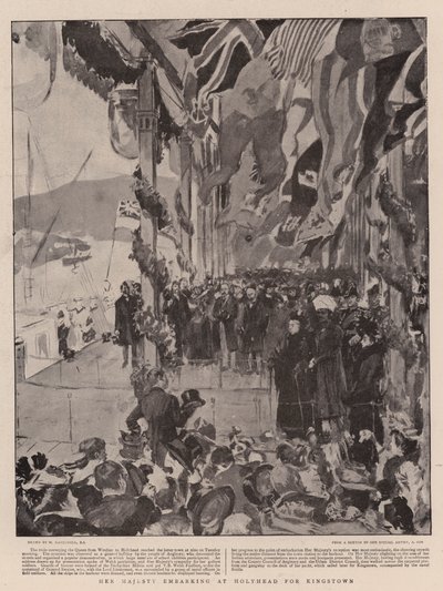 Sa Majesté embarquant à Holyhead pour Kingstown - William Hatherell