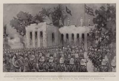 En mémoire de Gordon, le service parmi les ruines de la Résidence à Khartoum - William Hatherell