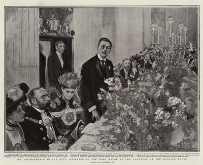 M. Chamberlain dans la ville, répondant au Lord Maire lors du déjeuner à Mansion House - William Hatherell