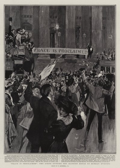 La paix est proclamée, la scène devant le Mansion House le dimanche soir - William Hatherell