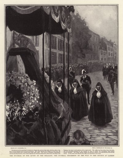Les Funérailles de la Reine des Belges, le Cortège Funèbre en Route vers l