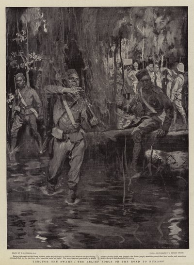 À travers le marais, la force de secours en route pour Kumassi - William Hatherell