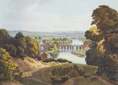 Pont de Caversham, près de Reading, gravé par Robert Havell le Jeune, publié en 1818 - William Havell